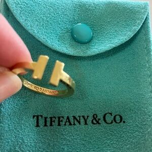 - Tiffany & Co. Authentic Gold T Ring Square Ring